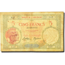 Banknote, French Somaliland, 5 Francs, 1928, KM:6b, VF(30-35)