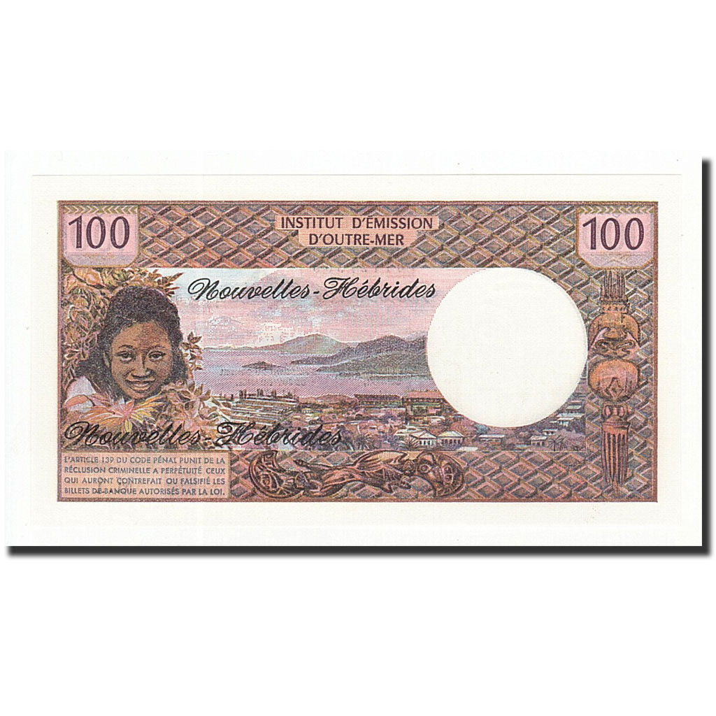 Banknote, New Hebrides, 100 Francs, Undated (1970-77), 1975, UNC(65-70), KM:18c