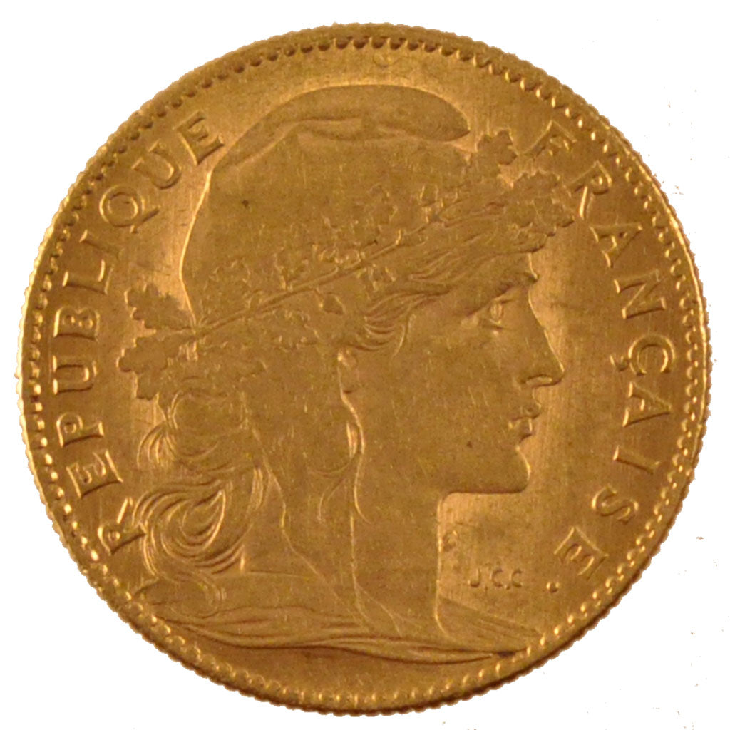 FRANCE, Marianne, 10 Francs, 1906, Paris, KM #846, AU(55-58), Gold, Gadoury...