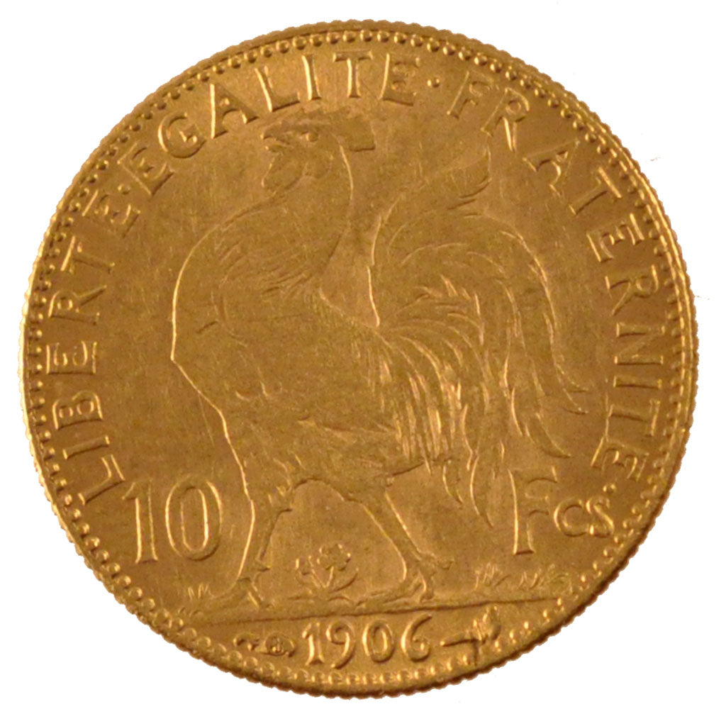 FRANCE, Marianne, 10 Francs, 1906, Paris, KM #846, AU(55-58), Gold, Gadoury...