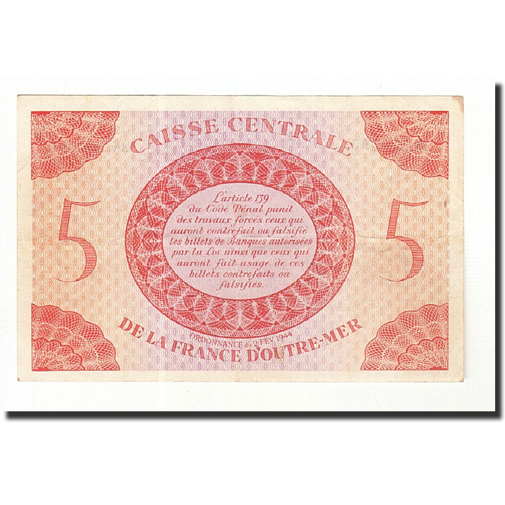 French Equatorial Africa, 5 Francs, 1944, KM:15a, VF(20-25)