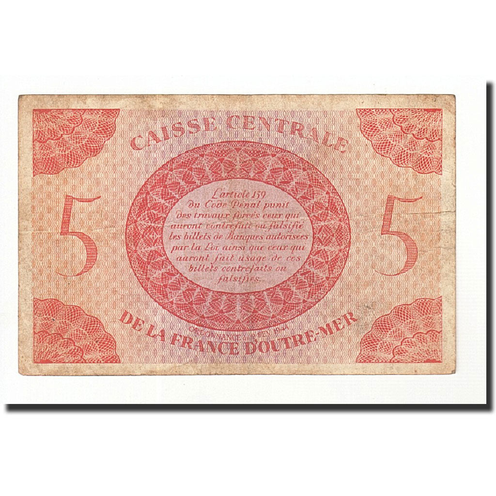 French Equatorial Africa, 5 Francs, 1944, KM:15C, F(12-15)