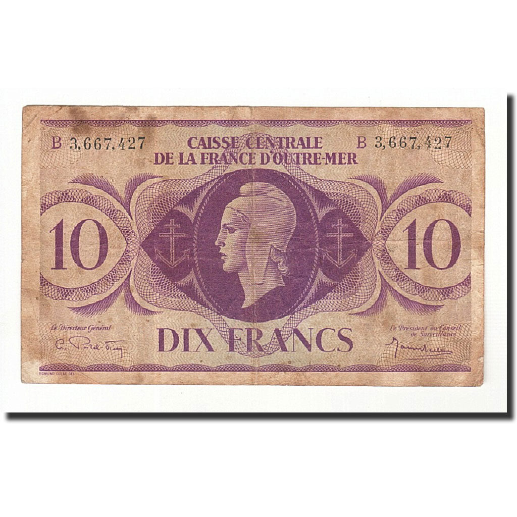 French Equatorial Africa, 10 Francs, 1944, KM:16c, F(12-15)