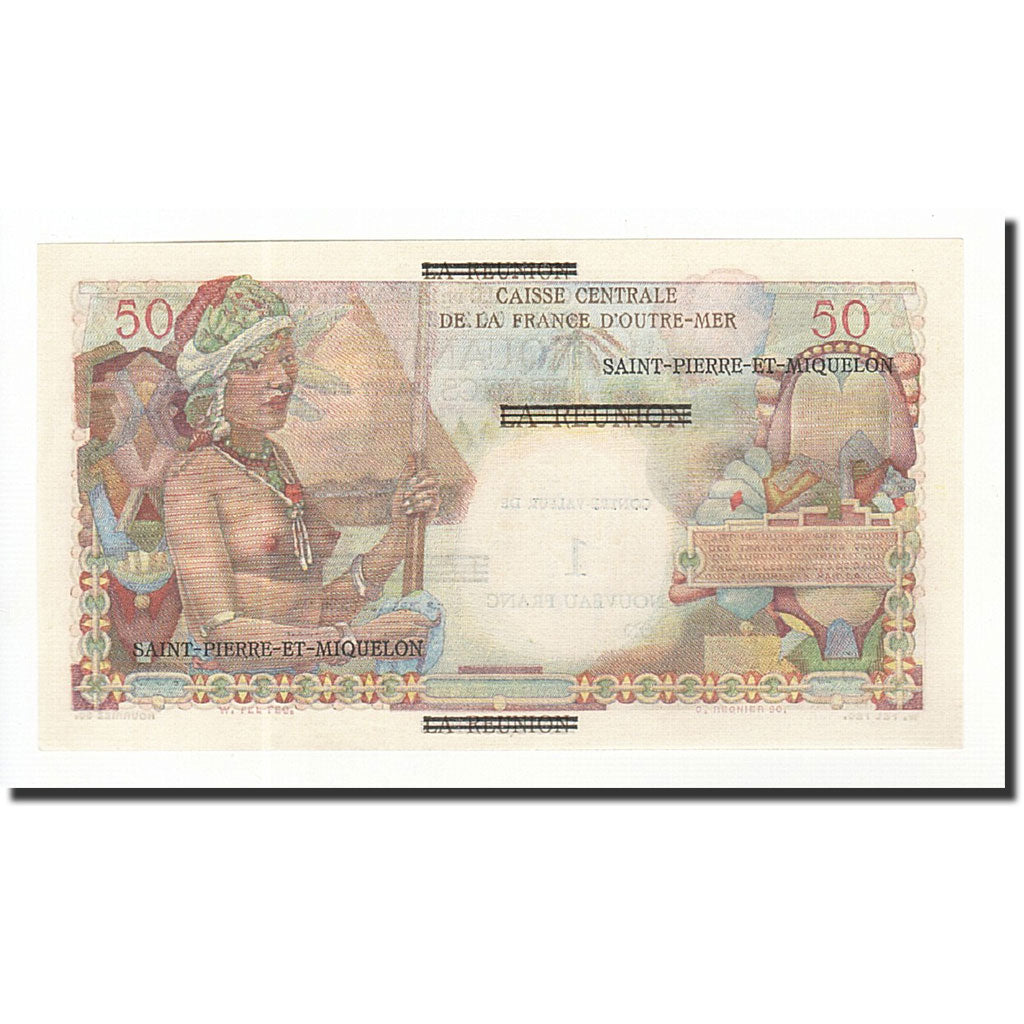 Banknote, Saint Pierre and Miquelon, 1 Nouveau Franc on 50 Francs, 1960