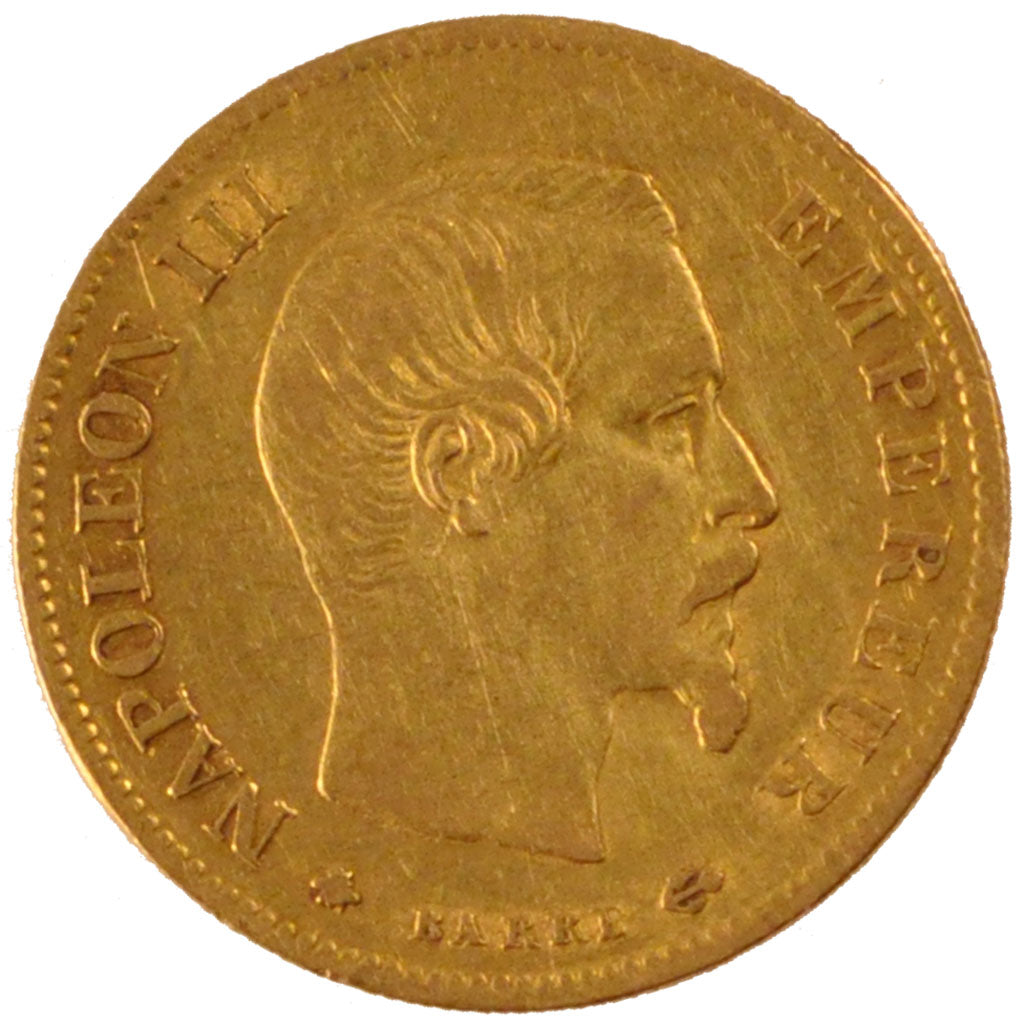 FRANCE, Napoléon III, 10 Francs, 1859, Strasbourg, KM #784.4, AU(50-53), Gold, G