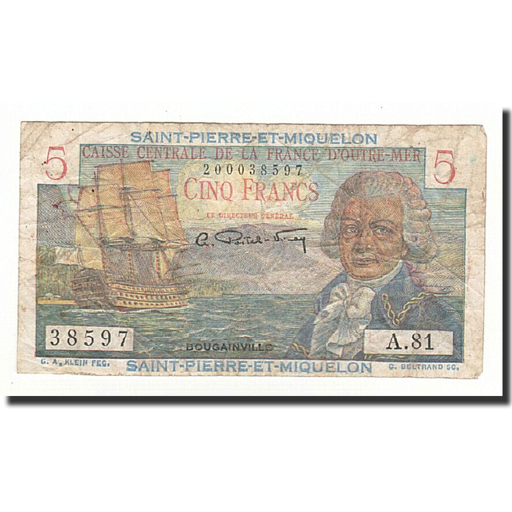 Saint Pierre and Miquelon, 5 Francs, Undated (1950-1960), KM:22, F(12-15)