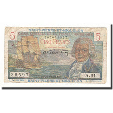 Saint Pierre and Miquelon, 5 Francs, Undated (1950-1960), KM:22, F(12-15)