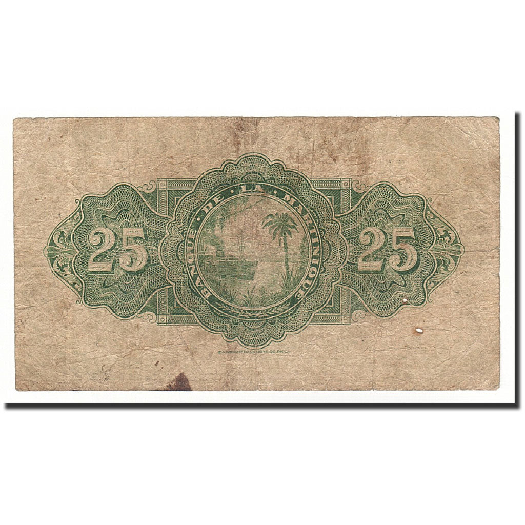 Banknote, Martinique, 25 Francs, 1943-1945, VG(8-10), KM:17