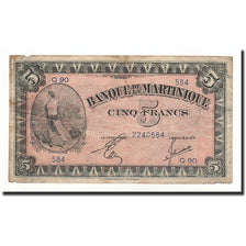Biljet, Martinique, 5 Francs, 1942, TB, KM:16b