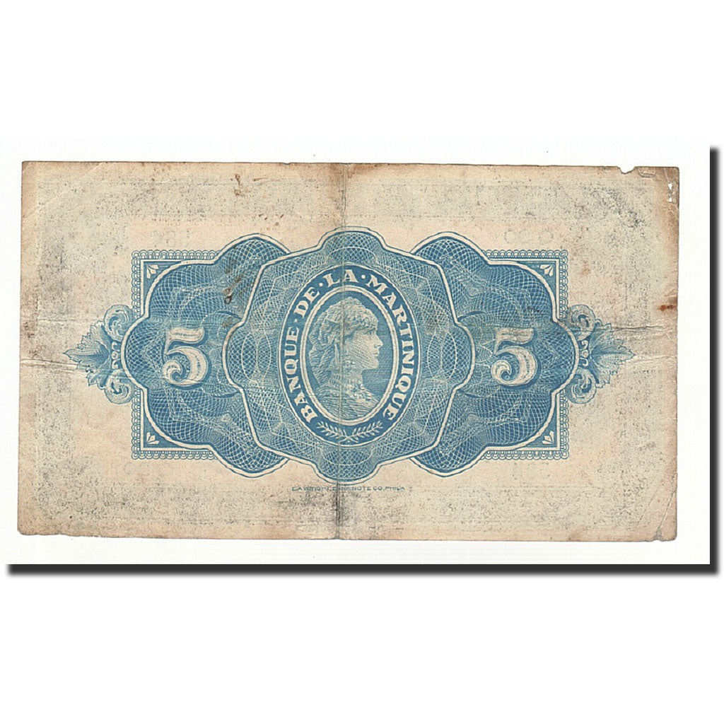 Biljet, Martinique, 5 Francs, 1942, TB, KM:16b