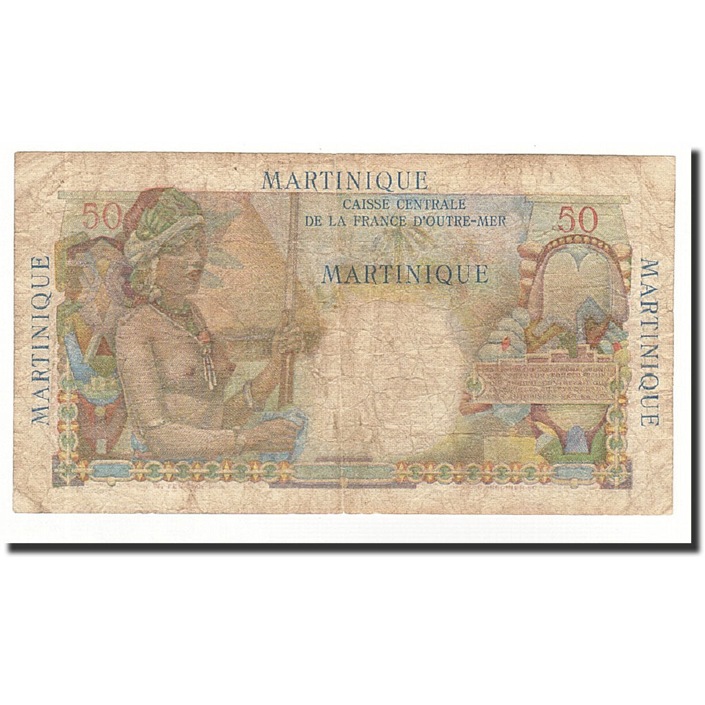 Martinique, 50 Francs, Undated (1947-49), KM:30a, VF(20-25)
