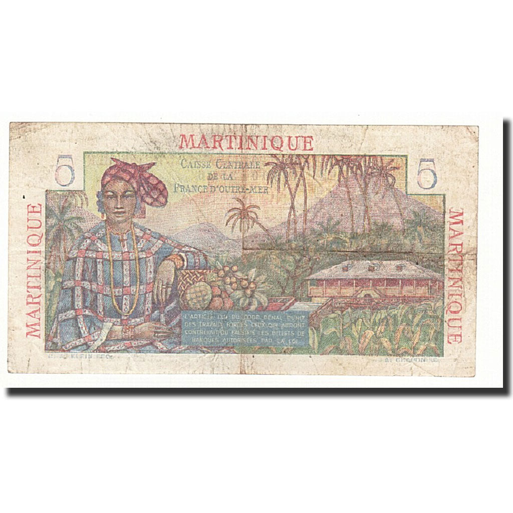 Martinique, 5 Francs, Undated (1947-49), KM:27A, F(12-15)