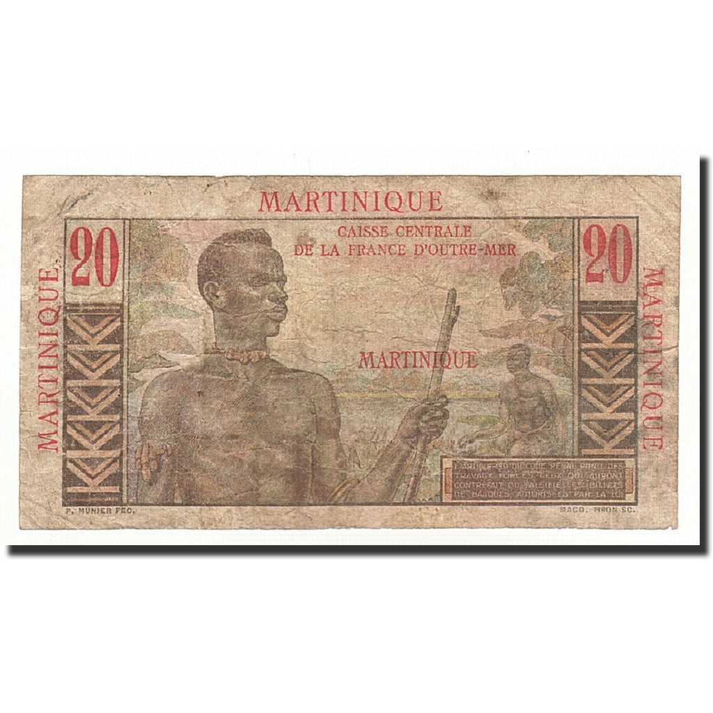 Martinique, 20 Francs, Undated (1947-49), KM:29, F(12-15)
