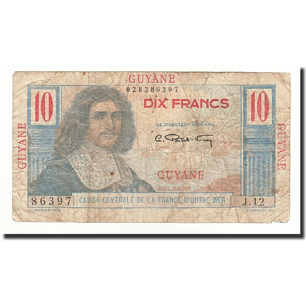 FRENCH GUIANA, 10 Francs, Undated (1947-49), KM:20a, F(12-15)