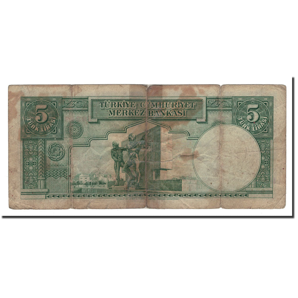 Banknote, Turkey, 5 Lira, 1937, 1937-10-15, KM:127, VG(8-10)