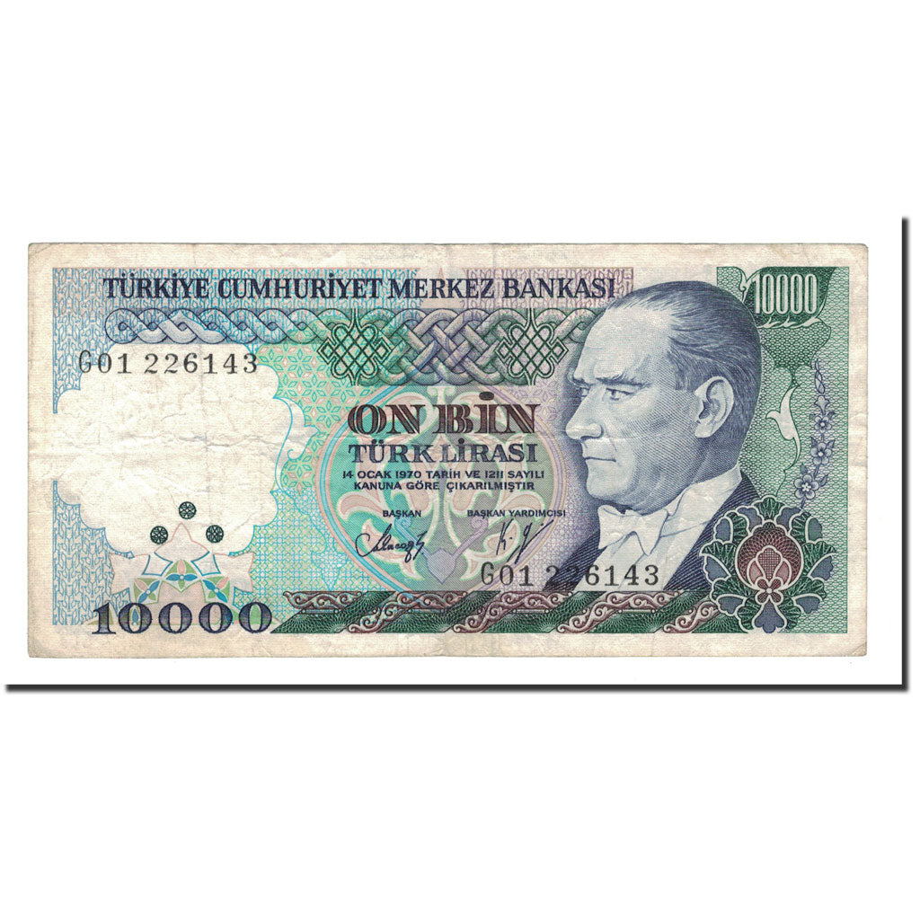 Banknote, Turkey, 10,000 Lira, 1989, KM:200, EF(40-45)