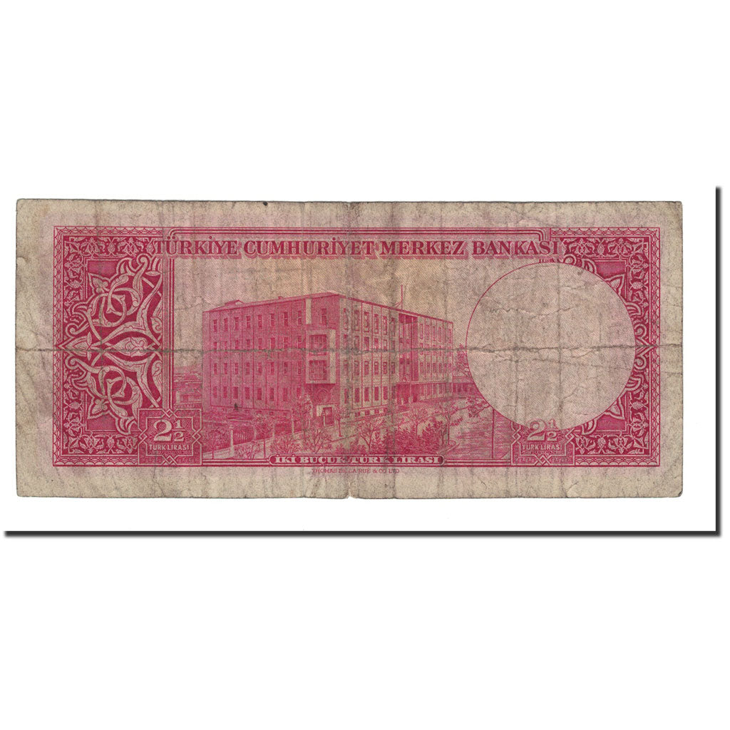 Banknote, Turkey, 2 1/2 Lira, 1960, 1960-02-15, KM:153a, VG(8-10)