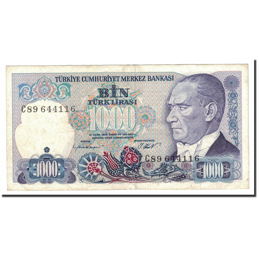 Banknot, Turcja, 1000 Lira, 1986, KM:196, AU(50-53)