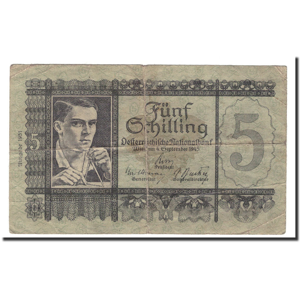Banknote, Austria, 5 Schilling, 1945, 1945-09-04, KM:121, F(12-15)