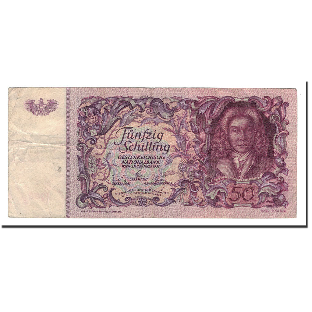 Banknote, Austria, 50 Schilling, 1951, 1951-01-02, KM:130, VF(30-35)