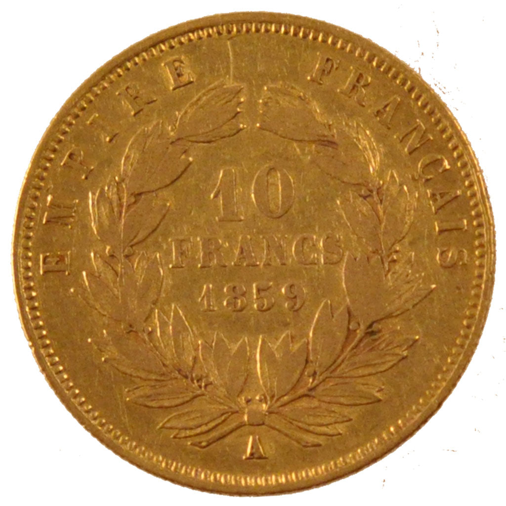 Francia, Napoleon III, Napoléon III, 10 Francs, 1859, Paris, BB, Oro, Gadour...
