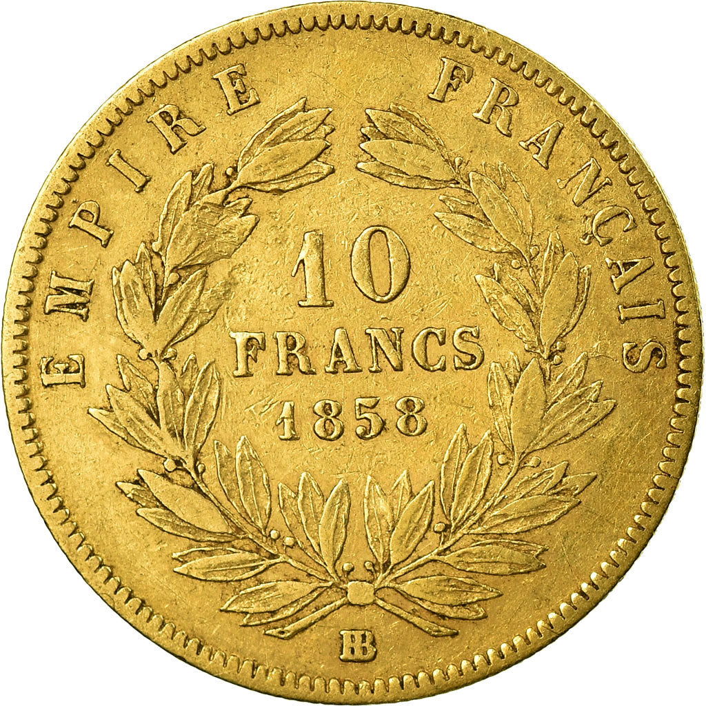 Moneda, Francia, Napoleon III, Napoléon III, 10 Francs, 1858, Strasbourg, MBC