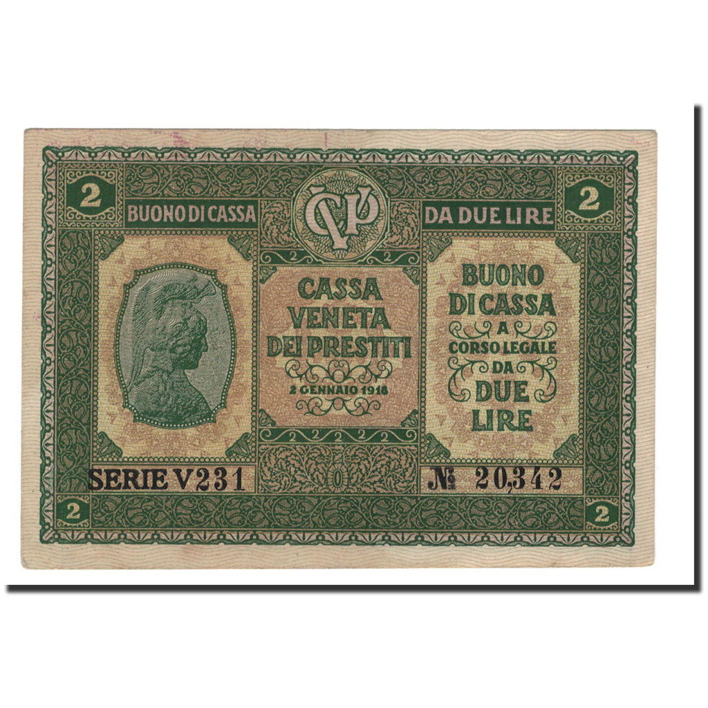 Italy, 2 Lire, 1918, 1918-01-02, EF(40-45)