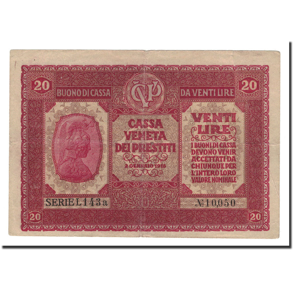 Banknote, Italy, 20 Lire, 1918, 1918-01-02, EF(40-45)