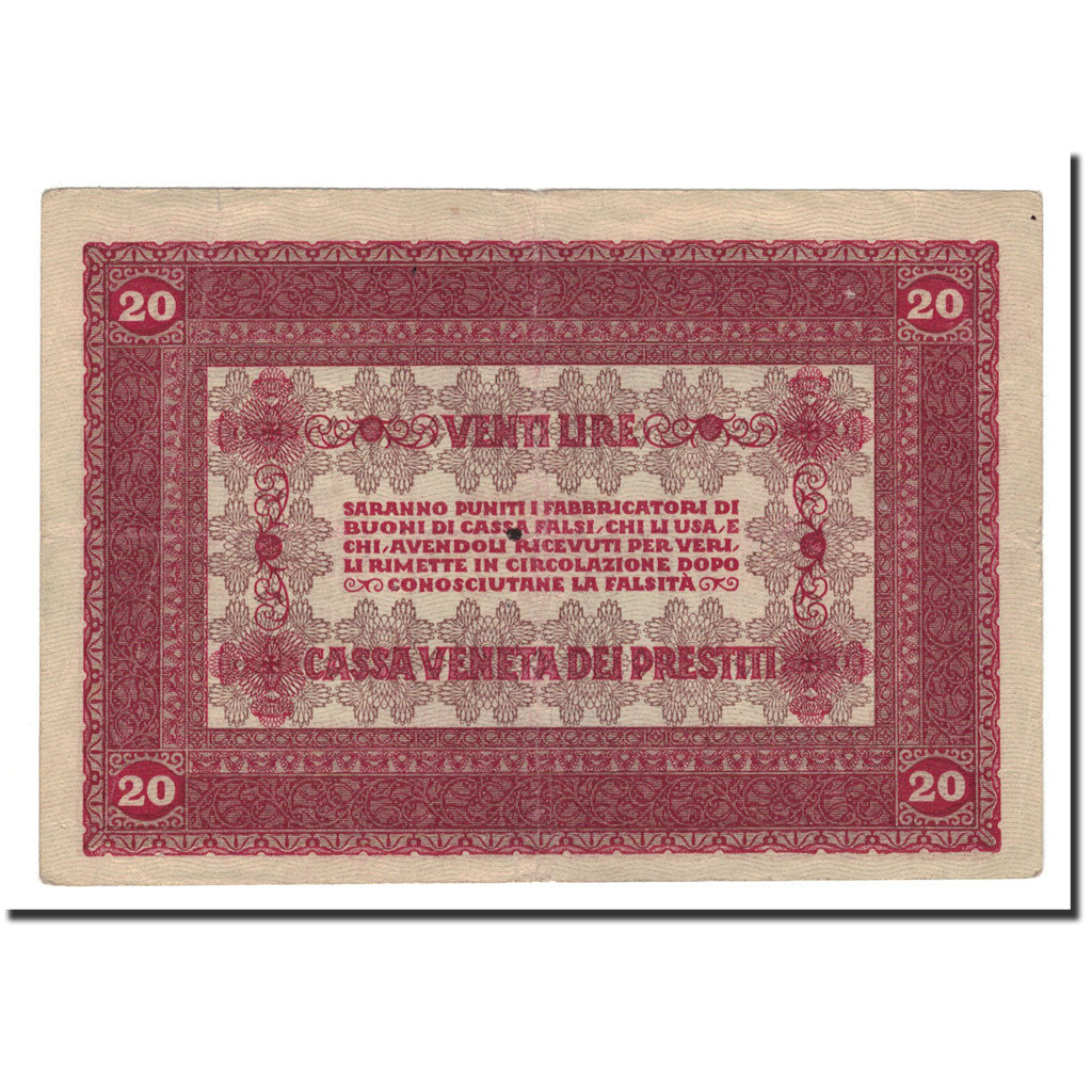 Banknote, Italy, 20 Lire, 1918, 1918-01-02, EF(40-45)