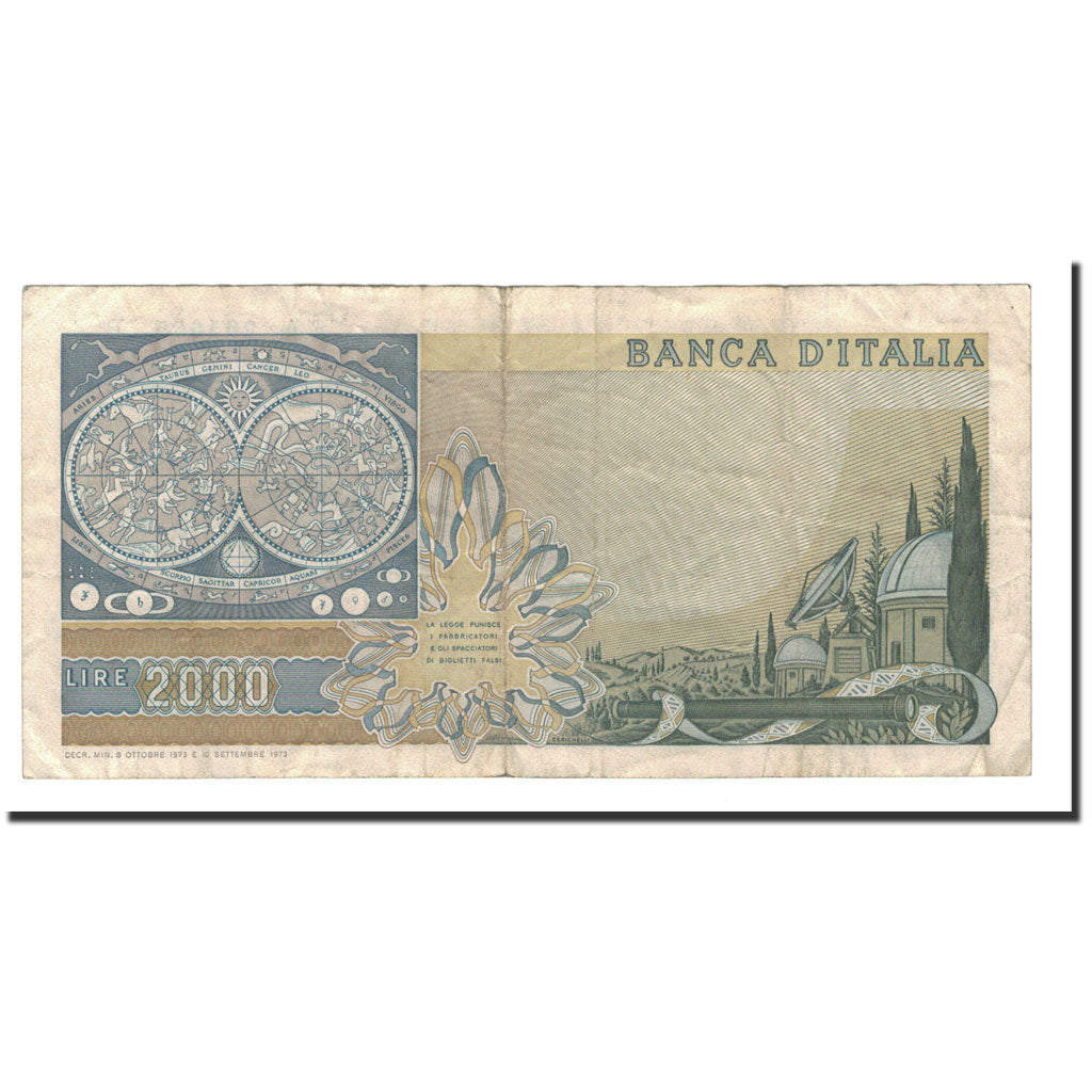 Banknote, Italy, 2000 Lire, 1973, 1973-10-08, KM:103a, VF(30-35)