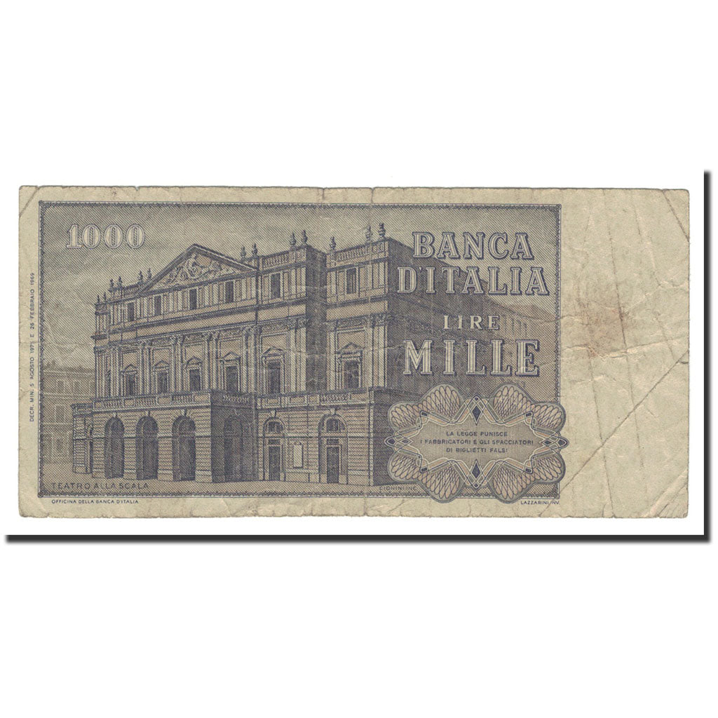 Banknote, Italy, 1000 Lire, 1969-1981, 1975-08-05, KM:101d, VG(8-10)