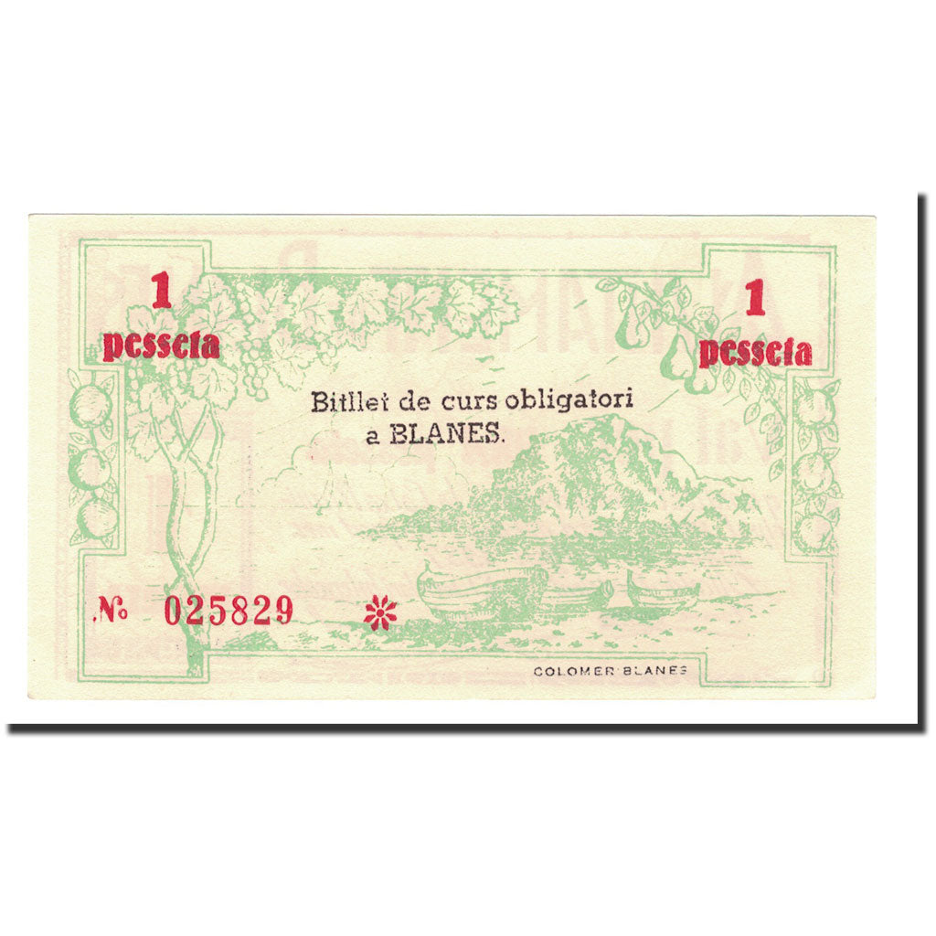 Banknote, Spain, 1 Peseta, 1937, 1937-08-25, UNC(65-70)