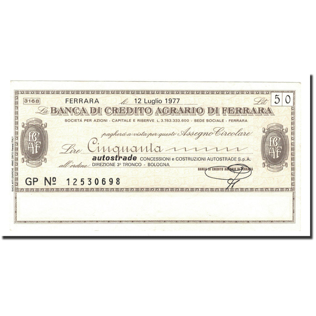 Billete, 50 Lire, 1977, Italia, 1977-07- 12, EBC