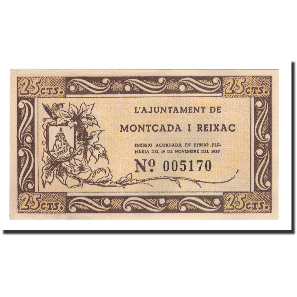 Billete, 25 Centimos, 1937, España, 1937-11-19, UNC