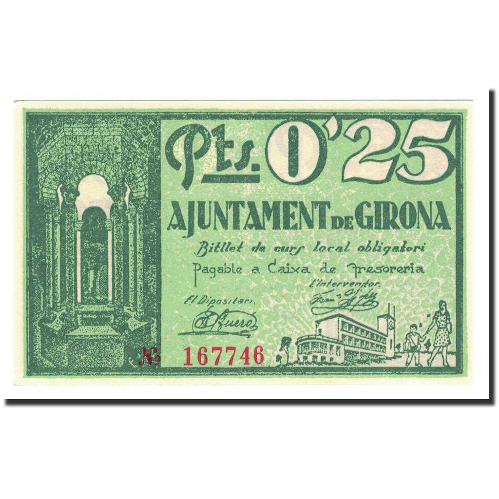 Billete, 25 Centimos, 1937, España, 1937-06-25, UNC