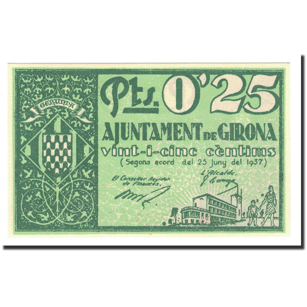 Billete, 25 Centimos, 1937, España, 1937-06-25, UNC