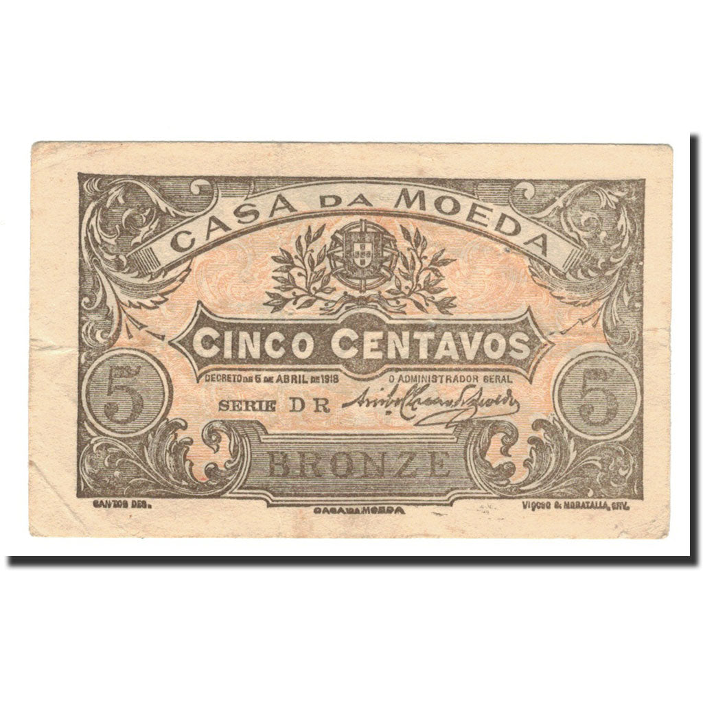 Portugal, 5 Centavos, 1918, 1918-04-05, EF(40-45)