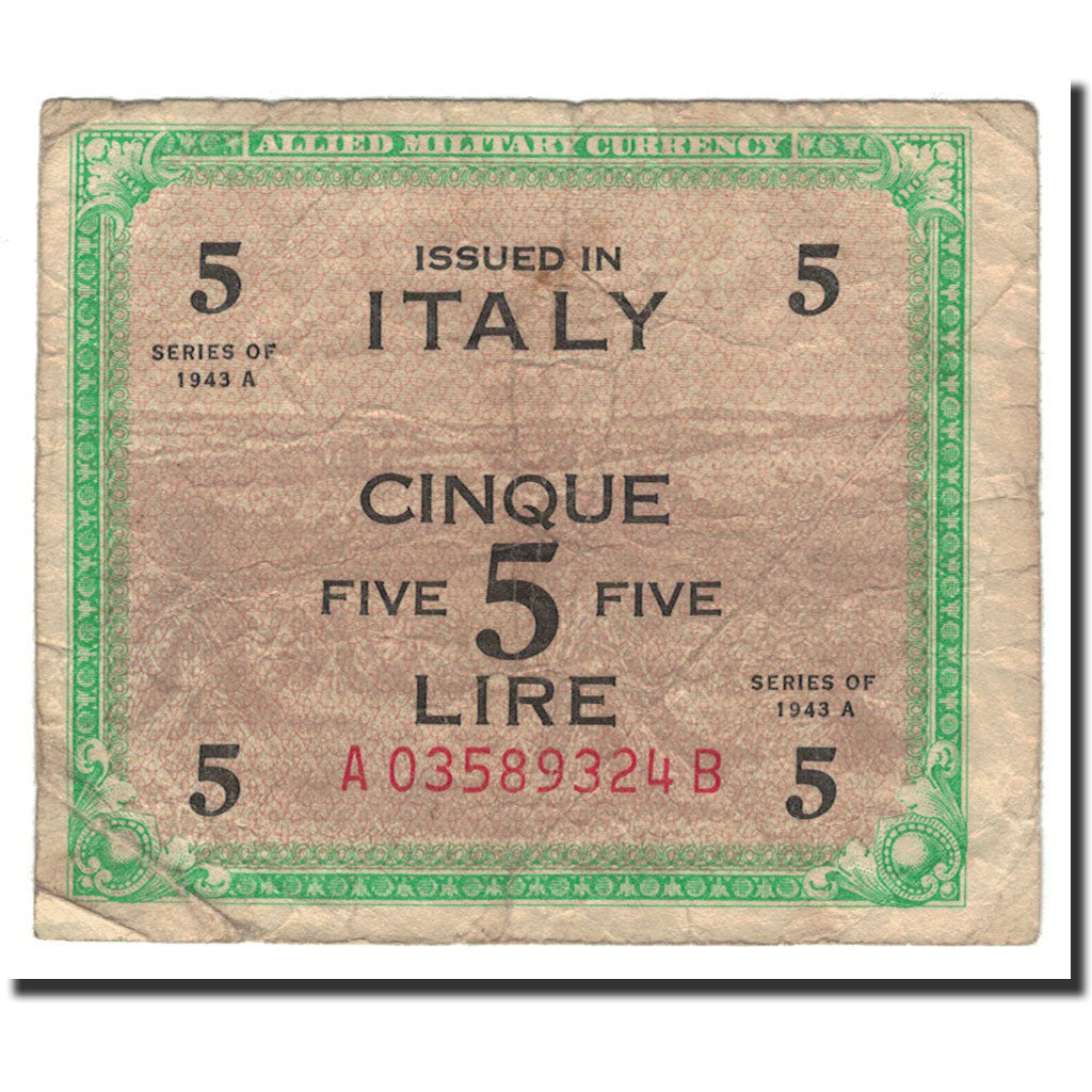 Italy, 5 Lire, 1943A, KM:M18b, VF(20-25)