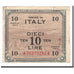 Italy, 10 Lire, 1943A, KM:M19a, VF(30-35)