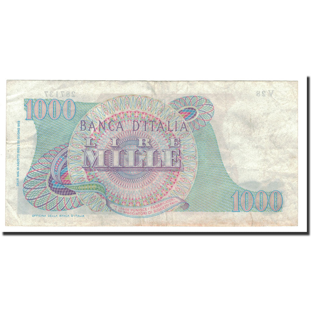 Banknote, Italy, 1000 Lire, 1962-1968, 1965-08-10, KM:96d, EF(40-45)