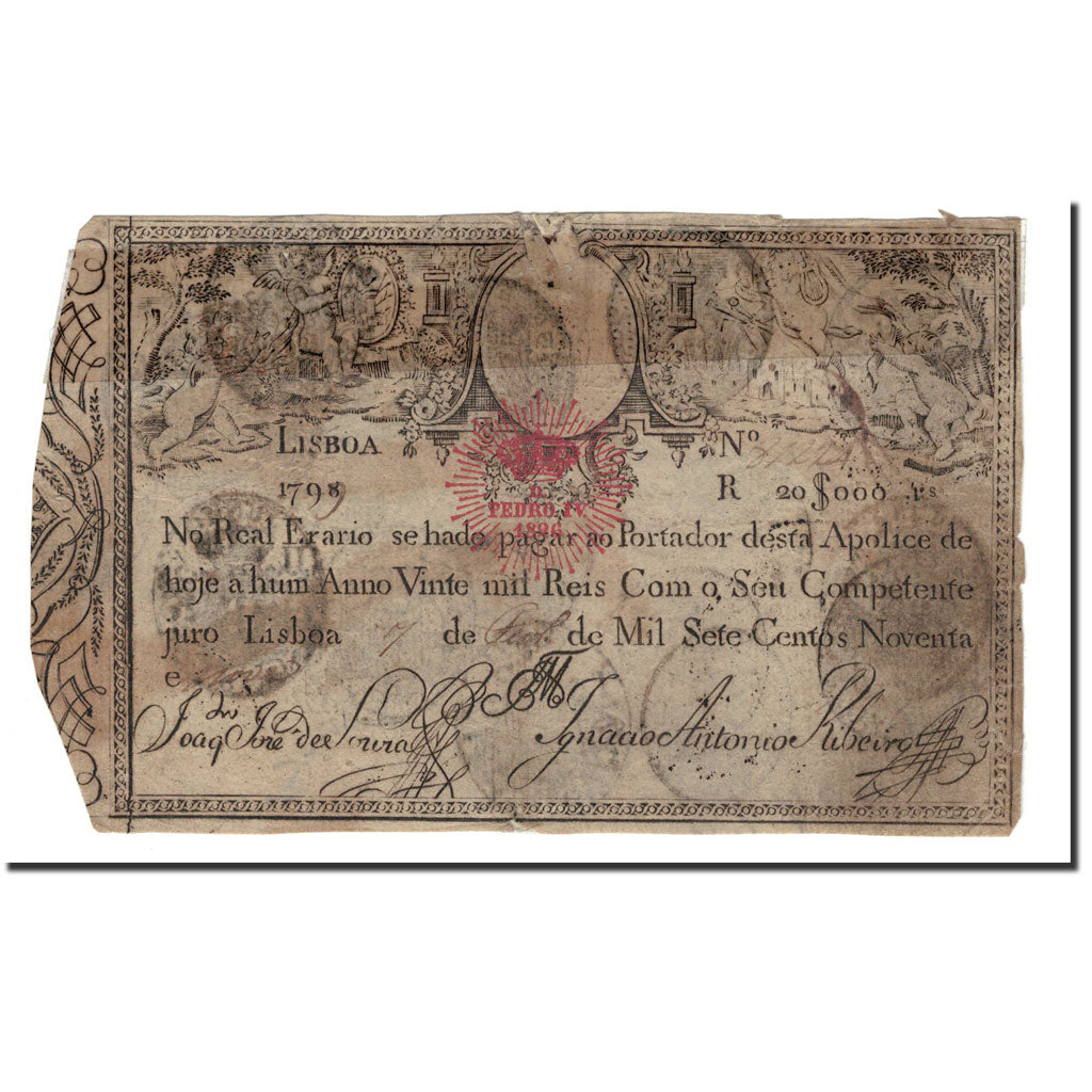 Portugal, 20,000 Reis, 1826, KM:30, VG(8-10)