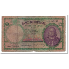 Banknote, Portugal, 20 Escudos, 1941-1959, 1951-06-26, KM:153a, VG(8-10)