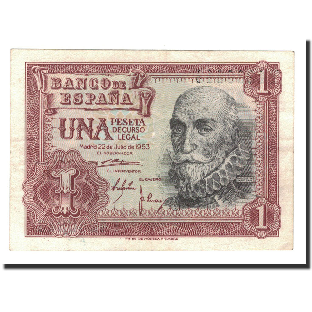 Banknote, Spain, 1 Peseta, 1953, 1953-07-22, KM:144a, UNC(63)