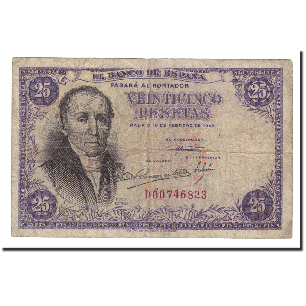 Banknote, Spain, 25 Pesetas, 1948, 1946-02-19, KM:130a, F(12-15)