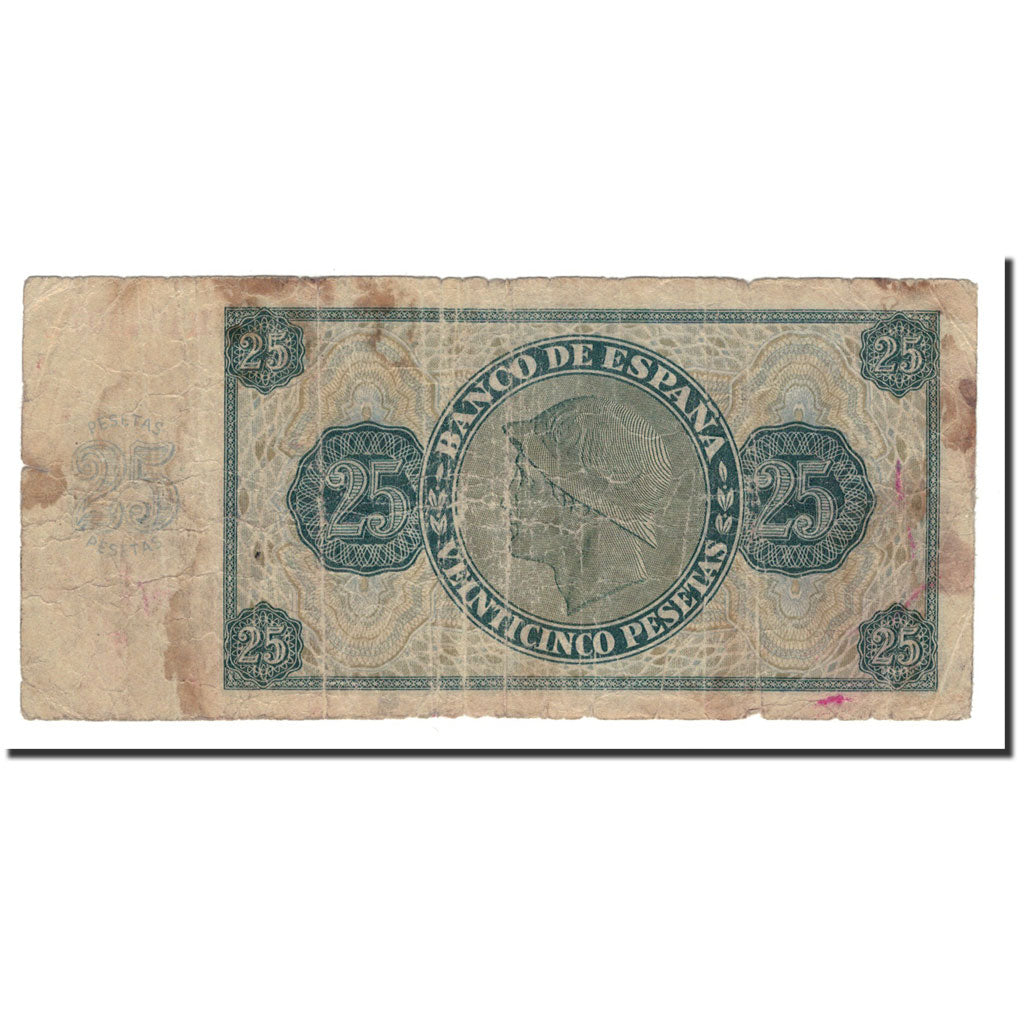 Banknote, Spain, 25 Pesetas, 1936, 1936-11-21, KM:99a, VG(8-10)