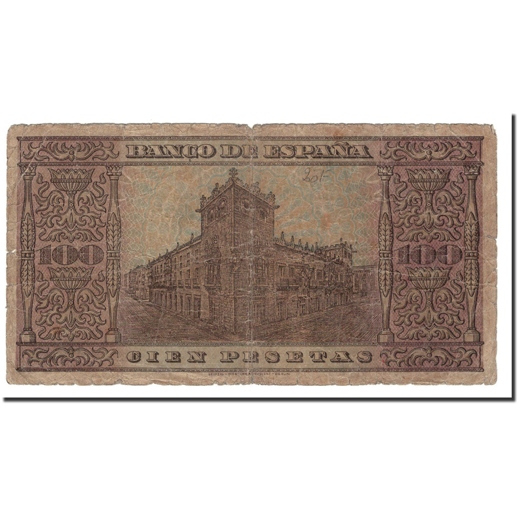 Banknote, Spain, 100 Pesetas, 1938, 1938-05-20, KM:113a, VG(8-10)