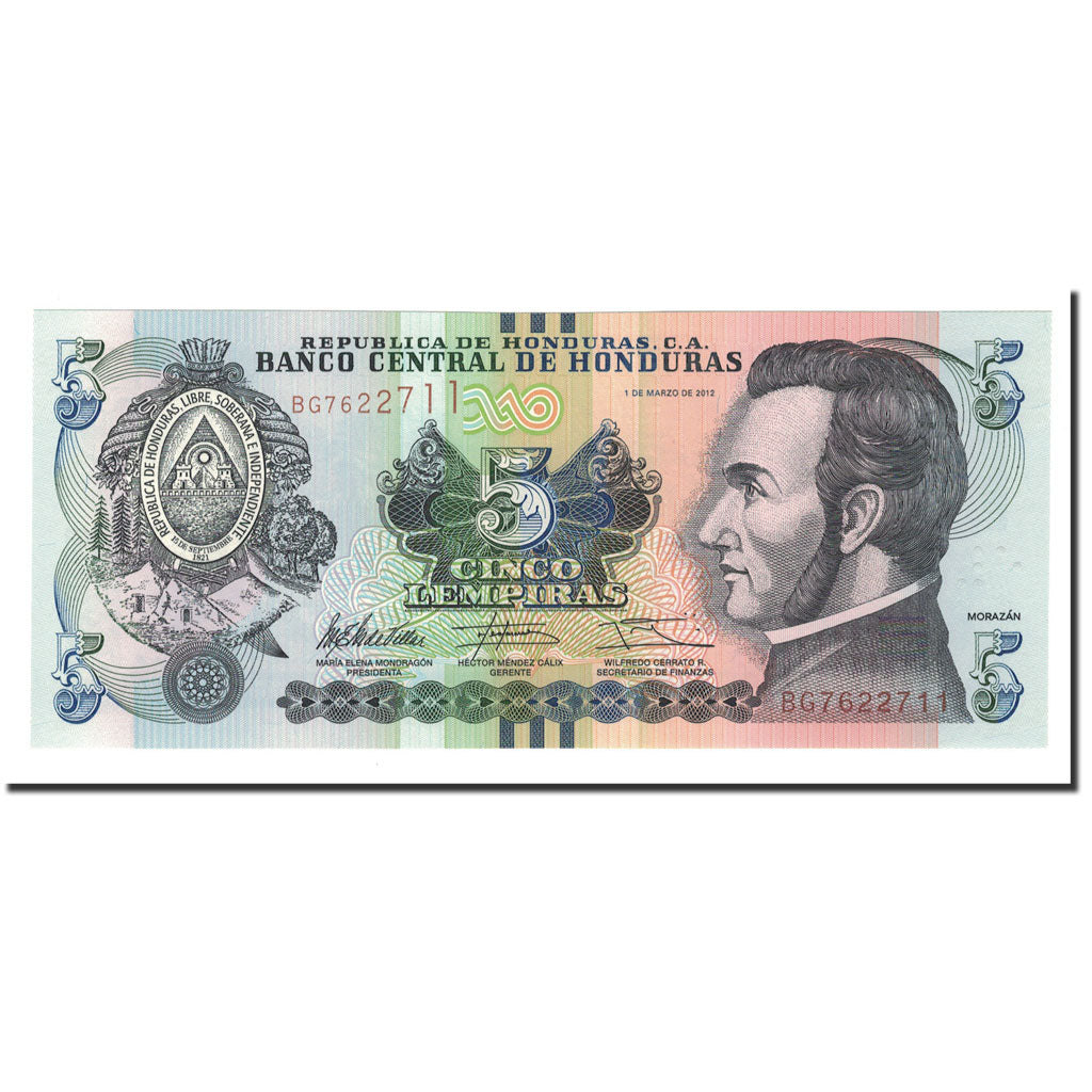 Banknote, Honduras, 5 Lempiras, 2012, 2012-03-01, KM:98, UNC(65-70)