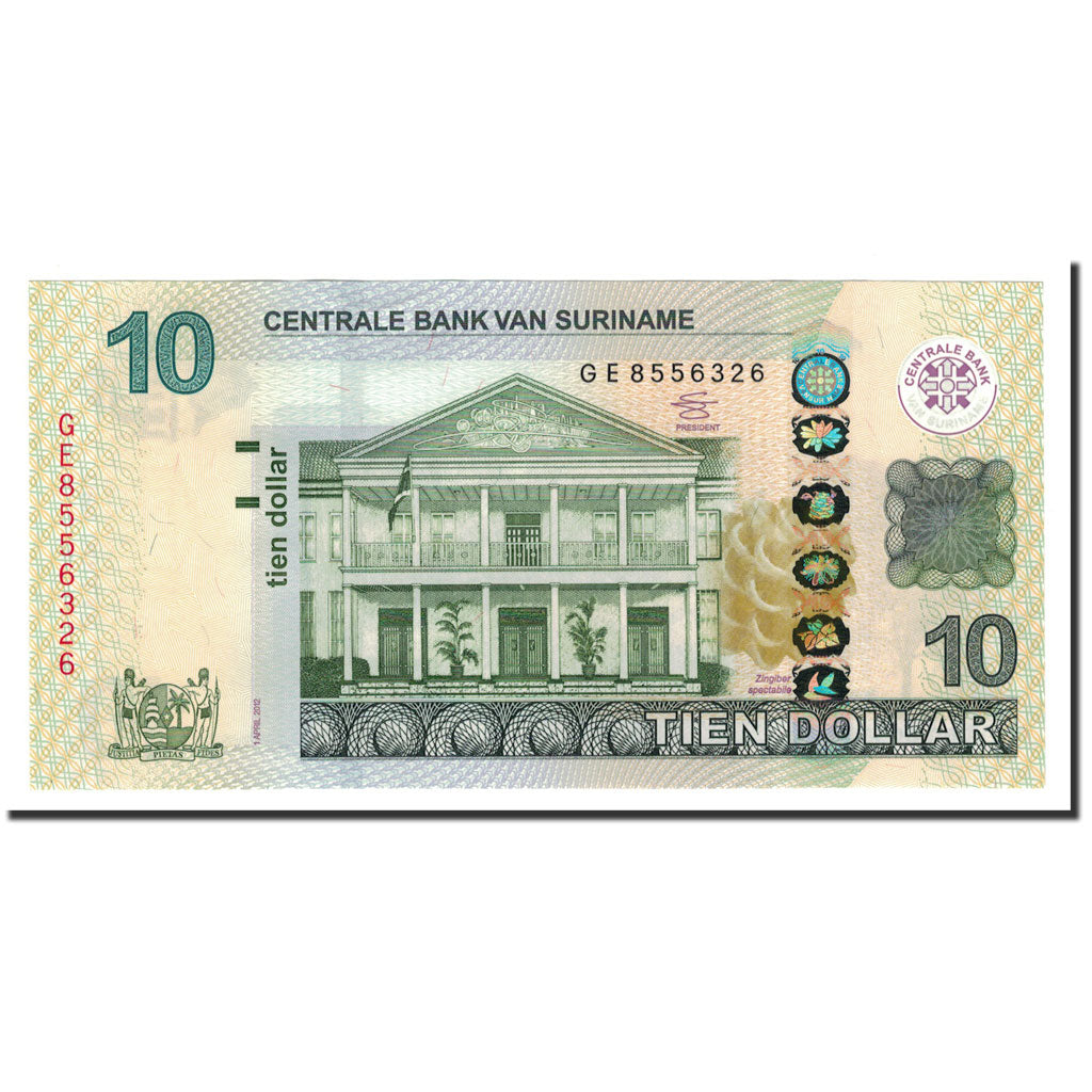 Suriname, 10 Dollars, 2012, KM:163b, 2012-04-01, UNC(65-70)