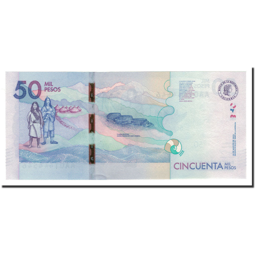 Banknote, Colombia, 50 000 Pesos, 2016, 2015-08-19, KM:462, UNC(65-70)