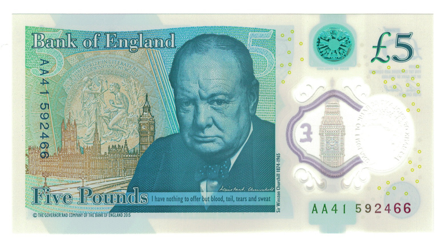 Banknote, Great Britain, 5 Pounds, 2015, KM:394, UNC(65-70)